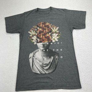 Panic! At The Disco Adult Small Gray Graphic Band T Shirt Flowers Statue Bust